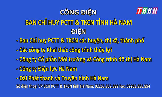 Công điện Ban chỉ huy PCTT & TKCN tỉnh Hà Nam