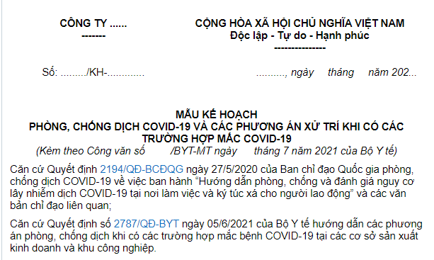 Triển Khai Mẫu Kế Hoạch Và Các Mẫu Văn Bản Liên Quan Phòng, Chống Dịch Tại  Cơ Sở Sản Xuất, Kinh Doanh, Khu Nhà Trọ Của Người Lao Động - Đài Phát