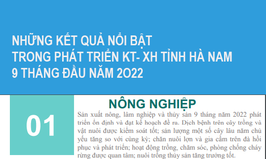 [Infographic] Kinh tế - Xã hội Hà Nam 9 tháng đầu năm 2022 qua các con số