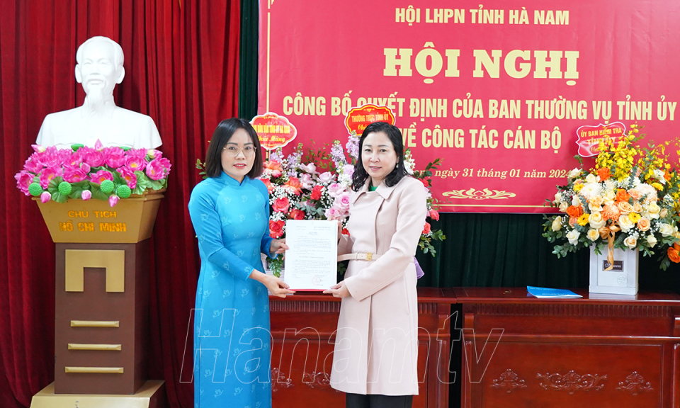 Đồng chí Trần Thị Bình được điều động giữ chức Chủ tịch Hội Liên hiệp Phụ nữ tỉnh Hà Nam