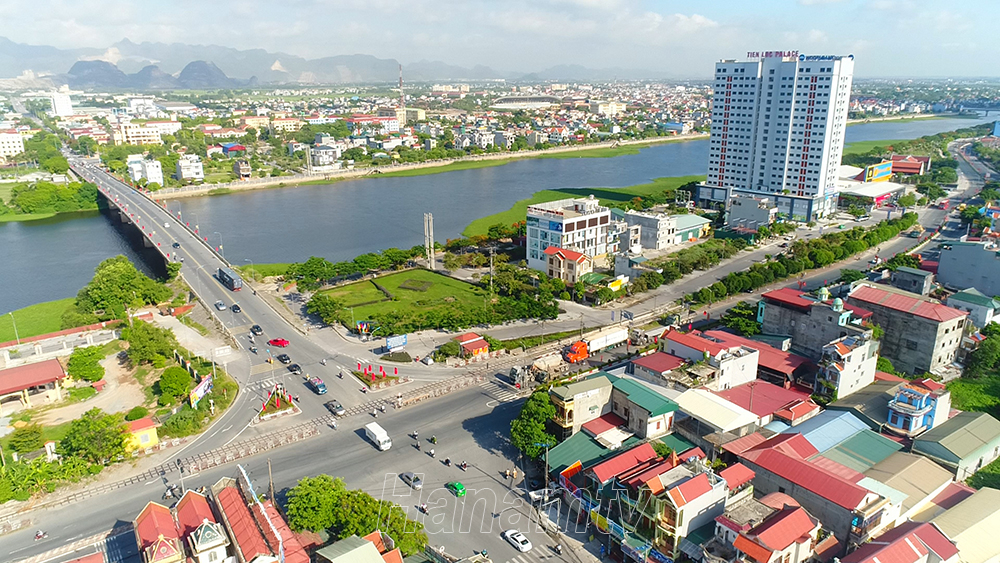 Toàn cảnh Thành phố Phủ Lý nhìn từ trên cao.