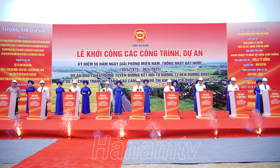 Hà Nam khởi công 2 dự án giao thông, hạ tầng đô thị trị giá trên 765 tỷ đồng