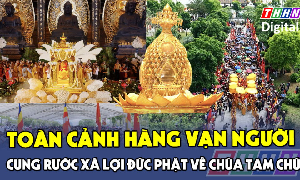Toàn cảnh cung rước xá lợi Đức Phật qua Khu đô thị Sun Urban City (Phủ Lý)