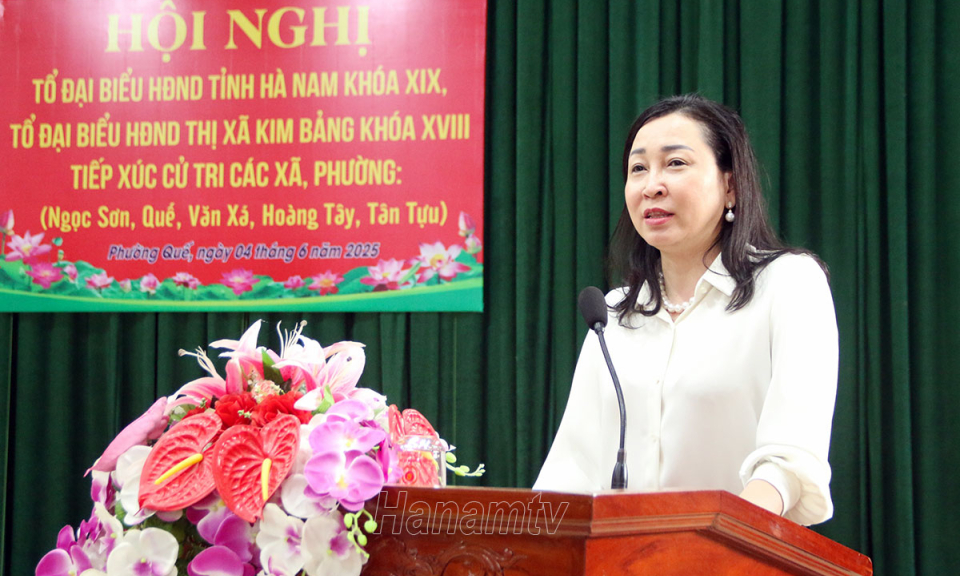 Đồng chí Phó Bí thư Thường trực Tỉnh ủy Đinh Thị Lụa tiếp xúc cử tri tại thị xã Kim Bảng